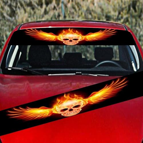 Kreative 3D-Auto-Windschutzscheiben-Aufkleber für vorne und hinten, verbessert das Aussehen des Fahrzeugs (Fire Skull) von Jumplushion