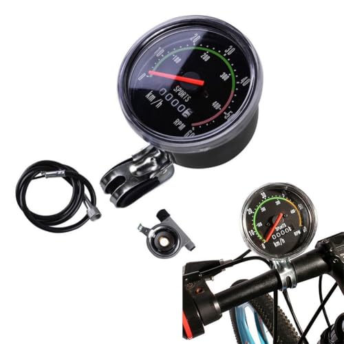 Mechanischer Fahrradtacho aus Legierung, mit 78 cm langem Kabel für präzise Geschwindigkeits- und Entfernungsmessung, geeignet für Straßen-, Berg- und Falträder (Rechteck) von Jumplushion
