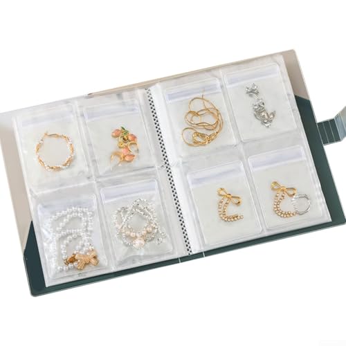 Schmuck-Aufbewahrungstasche mit versiegelten Fächern, die Ohrringe, Ringe und Halsketten vor Staub und Oxidation schützen, transparentes Design für einfache Sicht und Zugriff (Trompetenweiß) von Jumplushion