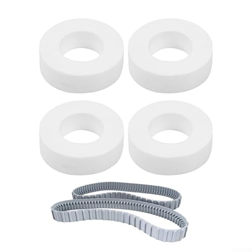 Schwimmbad-Roboter-Staubsauger-Set mit 4 weißen Kletterrädern 6101611-R4 und 2 Zahnriemen 9983152-R2 für Delphn-Reiniger von Jumplushion