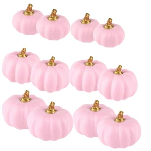 Set mit 12 künstlichen Mini-Kürbissen für Herbst für Erntedekoration mit realistischen Rillen und bemalten Stielen, für Halloween und Thanksgiving Tischdekoration (12 Stück) von Jumplushion