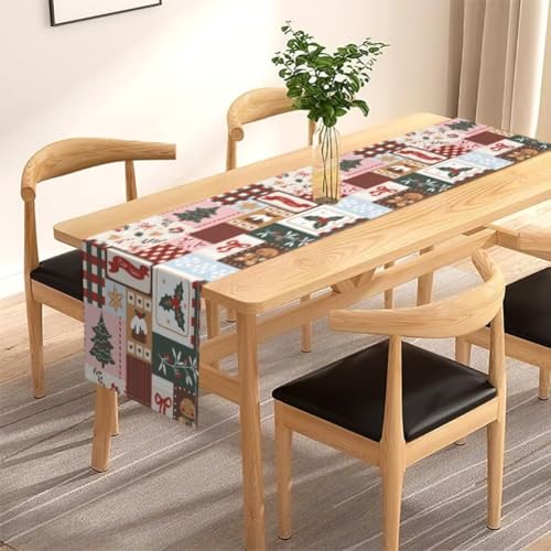 Tischläufer mit weihnachtlichem Motiv, aus Flachsmaterial zum Schutz des Tisches und zur Verbesserung der saisonalen Dekoration Tischläufer mit weihnachtlichem Motiv, aus Flachsmaterial zum Schutz des Tisches und zur Verbesserung der saisonalen Dekoration von Jumplushion