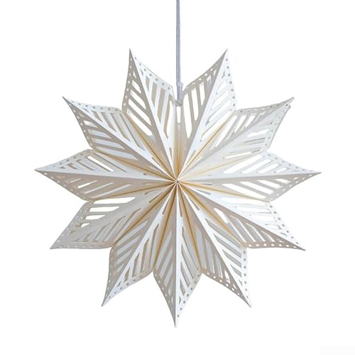 Weihnachtliche Origami-Papierstern-Hängedekorationen für den Weihnachtsbaum und Partyräume, Papiermaterial mit Aufhängekordel in zwei Größen 30 cm und 40 cm (40 cm weiß) von Jumplushion