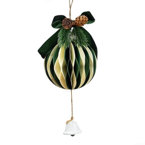 Weihnachts-Türhänger mit Glocken und Papierkugel und Tannenzapfen, Ornament für Weihnachtsbaum, Tür und Kranz (01) von Jumplushion