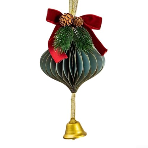 Weihnachts-Türhänger mit Glocken und Papierkugel und Tannenzapfen, Ornament für Weihnachtsbaum, Tür und Kranz (06) von Jumplushion