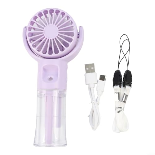 Wiederaufladbarer Mini-Sprüh-Wasserventilator, praktisches Design zum Aufhängen am Hals für zu Hause oder im Freien (lila) von Jumplushion