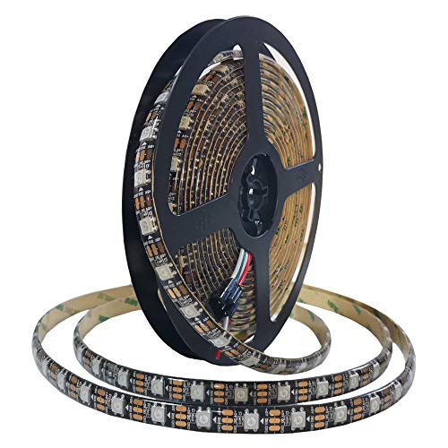 RGB LED-Streifen WS2812B Individuell adressierbarer Flexibler schwarzer PCB Dream Color Strip IP65 Wasserdichtes DIY-Projekt mit Steuerung (DC 5V) ， für TV, Party, Weihnachten usw. (5m, 60 LED/m) von Jun-Saxifragelec