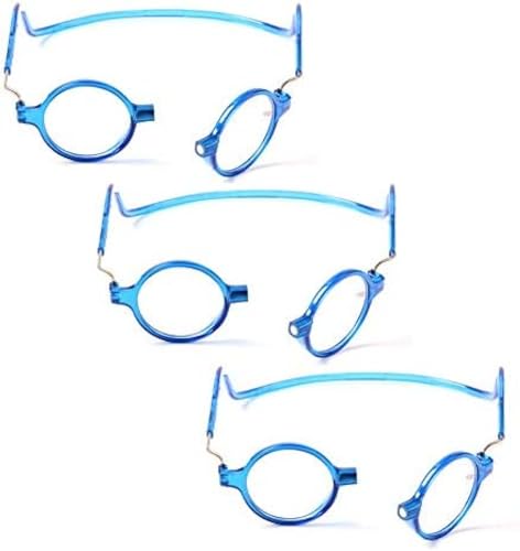 3 Stück männliche/weibliche Leser mit hängendem Hals, optische Brillen, tragbarer Magnet, runder Rahmen, rezeptfreie Brillen, Harzlinsen, Ultraleicht, 2,5, blau, 2,5 von JunErQiCe