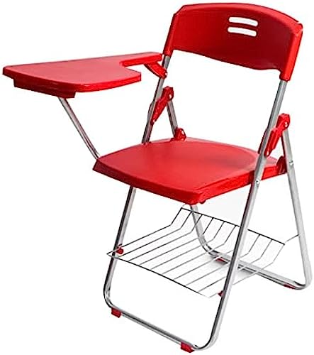 Kunststoff-Klappstuhl, Schulungsstuhl mit Schreibtafel, Bürostuhl, Konferenzstuhl, Stuhl mit Rückenlehne, kostenlose Installation, klappbarer integrierter Tisch und Stuhl, Rot von JunErQiCe
