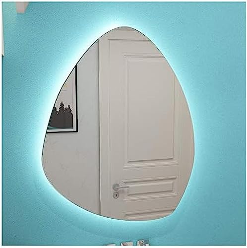 Nordischer wassertropfenförmiger LED-Lichtspiegel, unregelmäßiger, rahmenloser dekorativer Schlafzimmerspiegel mit Licht, an der Wand montierter explosionsgeschützter Badezimmerspiegel mit H von JunErQiCe