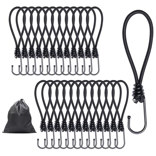 JunGG Expander Mit Haken 25 Stück - Spanngummi 10cm Planenspanner Schwarz - Gummispanner für Plane, Netze, Zelte, Anhängerplane, Banner von JunGG