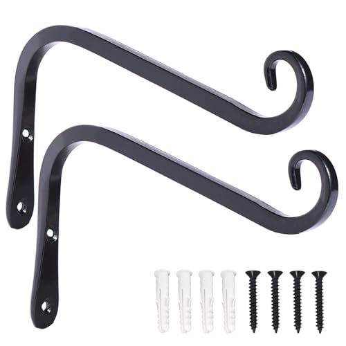 JunGG Pflanzenhalterung Blumenampelhalter 15cm S Eisen Hängender Pflanzenhalter Wandhaken Blumenampel Wandpflanzenhaken für Pflanzer Vogelhäuschen Laternen Windspiele Wandleuchter, 2er Pack von JunGG