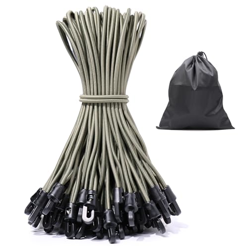 JunGG Spanngummi mit Haken 50 Stück, Expander mit Haken 25 cm, Planenspanner Gummispanner mit Haken für Planenbefestigung Zelt Camping von JunGG