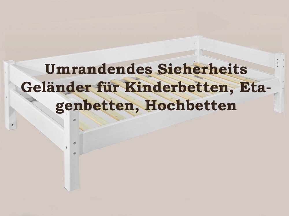 Bettumrandung Anna Junado®, Sicherheitsumrandung, Kinderbett, Weiß, lackiertes robustes Kiefernho von Junado®