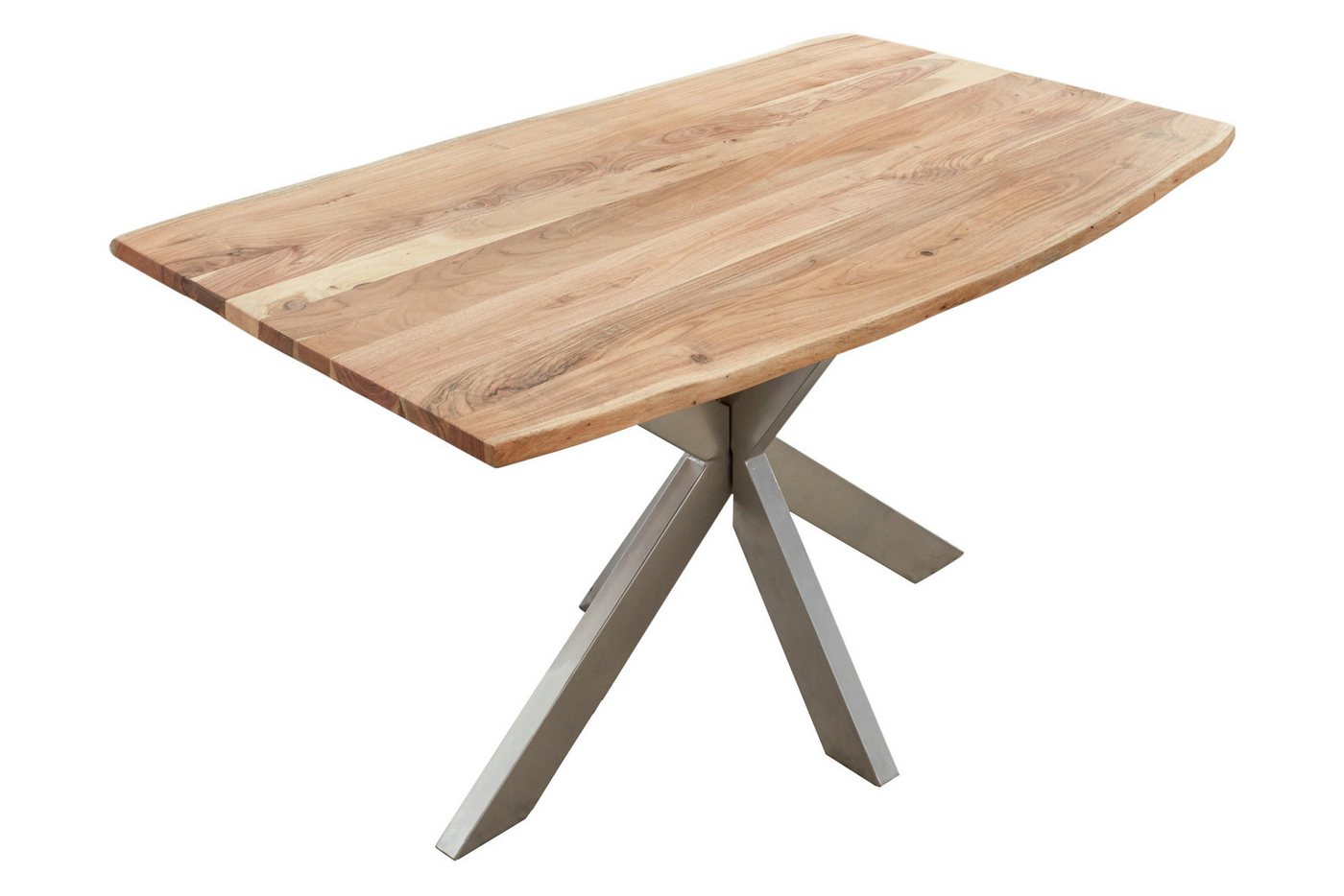 Loreno® Baumkantentisch Kalea, massives Akazienholz, natürliche Baumkante, Metallgestell Spider-Form von Loreno®