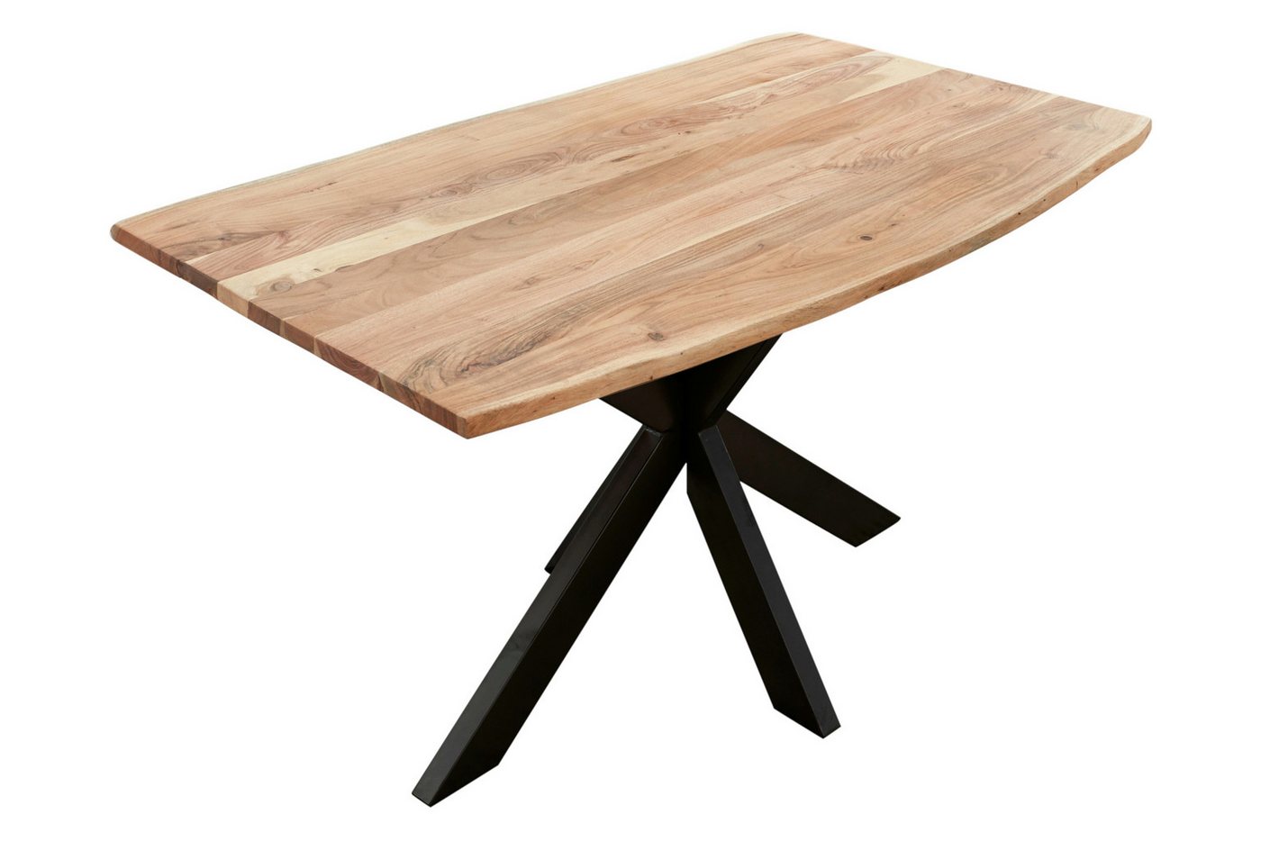 Loreno® Baumkantentisch Kalea, massives Akazienholz, natürliche Baumkante, Metallgestell Spider-Form von Loreno®