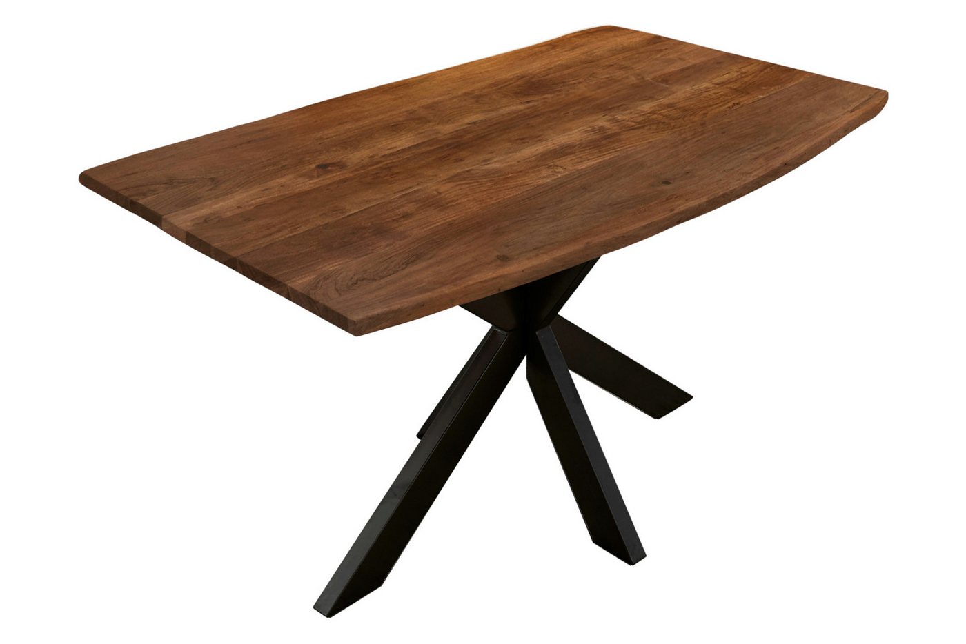 Loreno® Baumkantentisch Kalea, massives Akazienholz, natürliche Baumkante, Metallgestell Spider-Form von Loreno®