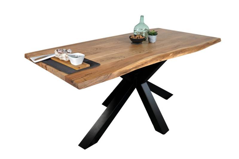 Loreno® Baumkantentisch Tim, massives Akazienholz, natürliche Baumkante, Spider-Gestell von Loreno®