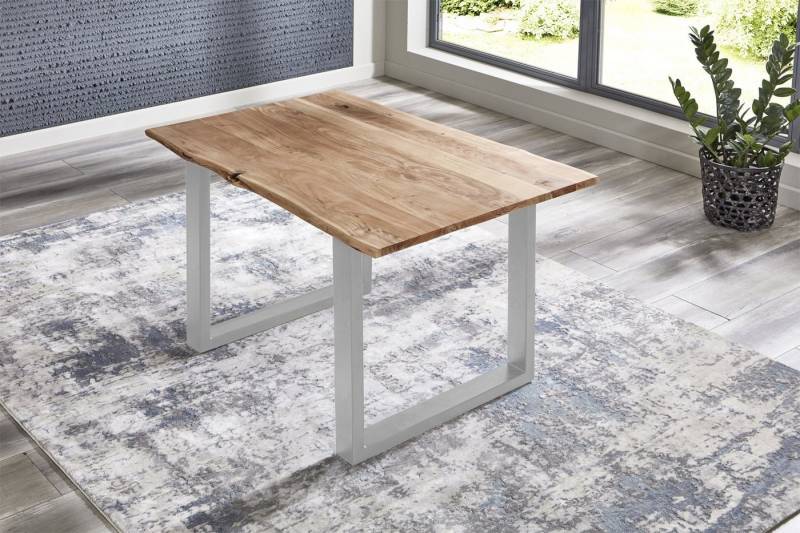 Loreno® Esstisch Billie, massives Akazienholz, natürliche Baumkante, Metallgestell U-Form von Loreno®