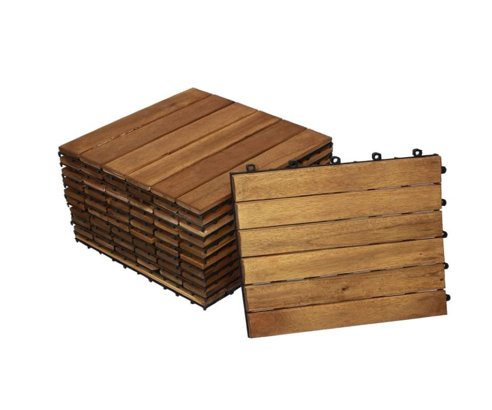 Junado® Holzfliesen Rico 01, 11 St., mit Drainagensystem und Stecksystem zum einfachen verlegen von Junado®