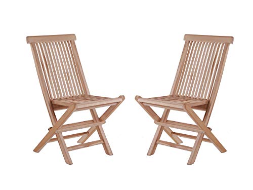 SAM 2er Spar-Set Klappstühle Menorca, Teak-Holz, Gartenstuhl klappbar, für Balkon, Terrasse oder Garten braun von junado