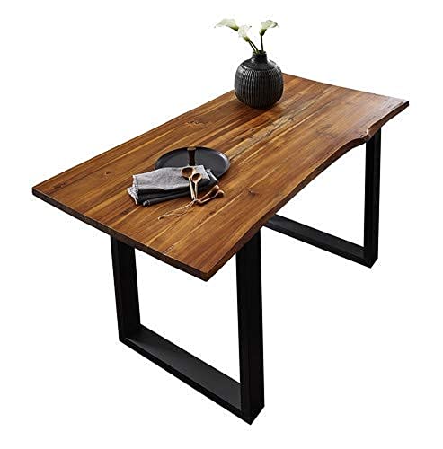 SAM Baumkantentisch Esra stylischer Baumkantentisch für Ihr Wohnzimmer, Akazie Holz, Cognacfarben/Schwarz, 120 x 80 cm von junado