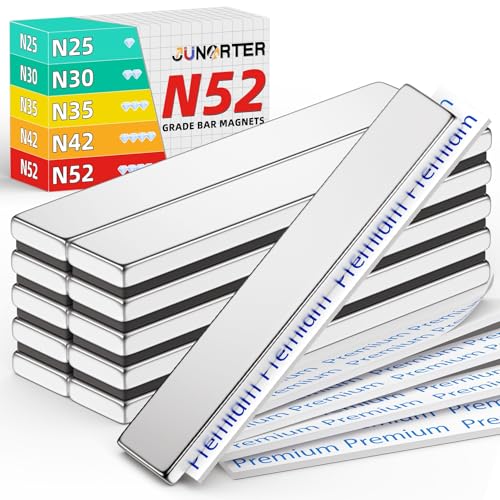 Junarter 10 Pack N52 Leistungsstarke Neodym-Barmagnete, 60 x 10 x 3 mm Seltenerd-Magnetleiste, Rechteck-Magnet, Neodym-Magnete mit doppelseitiger Kleberückseite für Außenbereich, Kühlschrank Junarter 10 Pack N52 Leistungsstarke Neodym-Barmagnete, 60 x 10 x 3 mm Seltenerd-Magnetleiste, Rechteck-Magnet, Neodym-Magnete mit doppelseitiger Kleberückseite für Außenbereich, Kühlschrank von Junarter