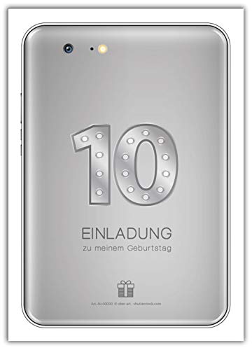 12 Einladungskarten zum 10. Kindergeburtstag Mädchen Jungen Tablet/Einladungen zum zehnte Geburtstag 12 Einladungskarten zum 10. Kindergeburtstag Mädchen Jungen Tablet/Einladungen zum zehnte Geburtstag von Junaversum