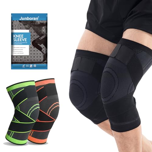 Kniebandage für Damen und Herren Knieschoner [2 Stücke], kniegelenkstütze für Arthrose und Knieschmerzen, Knee Support mit Bänder-Kompression, Knee Brace 1 Paar XXXL,XXL,XL,L,M (XXL) von Junboran