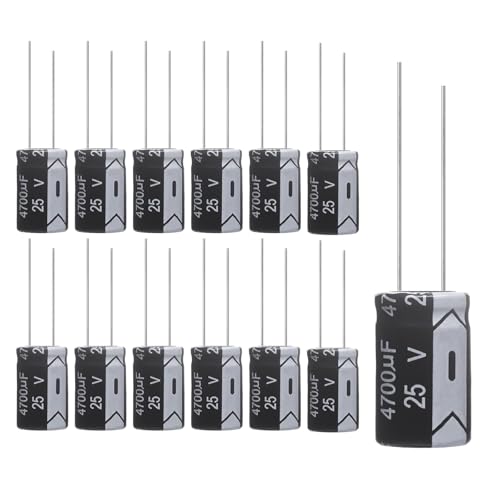 Kondensator 4700uF 25V Elektrolytkondensator Aluminium 4700µF 25V 16x25mm Electrolytic Capacitor 4700uF MFD 105°C, 12 Stück Kondensator 4700uF 25V Elektrolytkondensator Aluminium 4700µF 25V 16x25mm Electrolytic Capacitor 4700uF MFD 105°C, 12 Stück von Junbyuhu