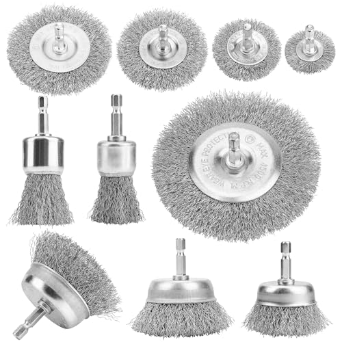 Junchamp 10-teiliges professionelles Drahtbürsten-Set, Stahl-Drahtbürste für Bohrer mit 1/4-Zoll-Sechskantschaft, Drahtbürsten, Bohraufsätze zur Reinigung von Rostentfernung, Korrosion und Schrubben Junchamp 10-teiliges professionelles Drahtbürsten-Set, Stahl-Drahtbürste für Bohrer mit 1/4-Zoll-Sechskantschaft, Drahtbürsten, Bohraufsätze zur Reinigung von Rostentfernung, Korrosion und Schrubben von Junchamp