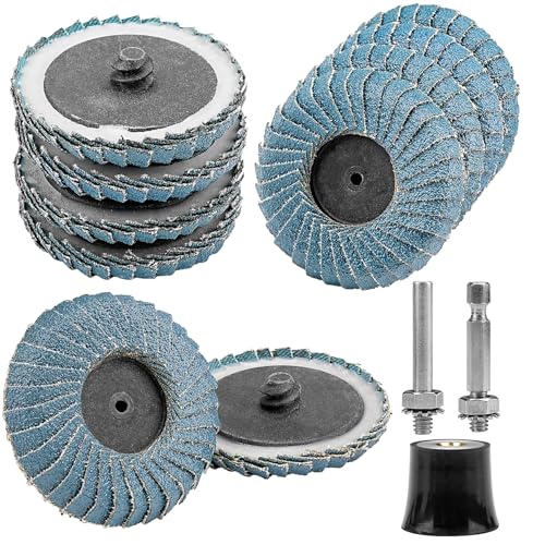 Junchamp 10 x gebogene Fächerscheiben mit 120er-Körnung, 5,1 cm, Rollverschluss, Schnellwechsel-Schleifscheiben, 1 x 0,64 cm Halter, Oberflächenschleifscheibe für Schneideisen, Metalloberflächen Junchamp 10 x gebogene Fächerscheiben mit 120er-Körnung, 5,1 cm, Rollverschluss, Schnellwechsel-Schleifscheiben, 1 x 0,64 cm Halter, Oberflächenschleifscheibe für Schneideisen, Metalloberflächen von Junchamp