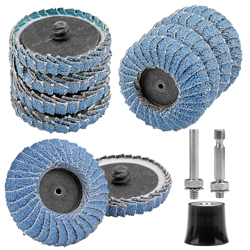 Junchamp 10 x gebogene Fächerscheiben mit 60er-Körnung, 5,1 cm, Rollverriegelung, Schnellwechsel-Schleifscheiben, 1 x 0,64 cm Halter, Oberflächenschleifscheibe für Schneideisen, Metalloberflächen Junchamp 10 x gebogene Fächerscheiben mit 60er-Körnung, 5,1 cm, Rollverriegelung, Schnellwechsel-Schleifscheiben, 1 x 0,64 cm Halter, Oberflächenschleifscheibe für Schneideisen, Metalloberflächen von Junchamp