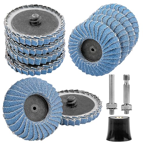 Junchamp 10 x gebogene Fächerscheiben mit 80er-Körnung, 5,1 cm, Rollverriegelung, Schnellwechsel-Schleifscheiben, 1 x 0,64 cm Halter, Oberflächenschleifscheibe für Schneideisen, Metalloberflächen Junchamp 10 x gebogene Fächerscheiben mit 80er-Körnung, 5,1 cm, Rollverriegelung, Schnellwechsel-Schleifscheiben, 1 x 0,64 cm Halter, Oberflächenschleifscheibe für Schneideisen, Metalloberflächen von Junchamp