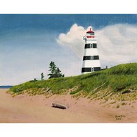 West Point Leuchtturm Druck Pei Küsten Kunst, Strandhaus Dekor Druck Von Künstler June Ellis von JuneEllisArtist