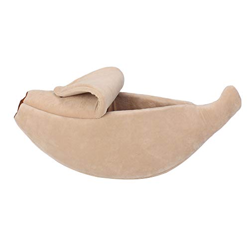 JuneJour Katzenhöhle Katzenbett Warm Baumwolle Flauschig Bananenform Hundebett Katzenbett Pet Nest Bequem Lustiges Haustierbett für Hunde Katzen (Khaki，90 x 30 x 20 cm) von JuneJour