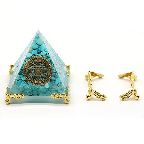 4 x Kristall-Pyramiden-Stativ, Feng Shui Handwerk Meditation Kristall Gold Ständer for Zuhause Büro Kunst Dekor, Pyramiden Ständer von Junerain