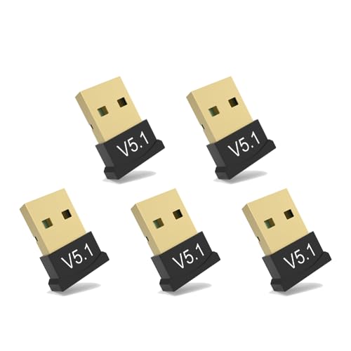 Junerain Bluetooth-USB-Adapter-Dongle, kompatibel mit 4.1/4.2/5.1 Bluetooth, kabelloser Sender, Empfänger, Plug & Play für Desktop, Laptop, Drucker, Tastatur, Maus, Laufwerk, kostenlos für W von Junerain