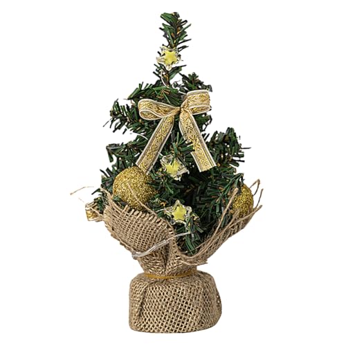 Junerain Mini Weihnachtsbaum mit Beleuchtung LED, 20cm Kleiner Weihnachts Baum Tisch Dekor Beleuchteter Christmas Tree Miniatur Weihnachtsdeko for Home Office Esstisch Desktop von Junerain
