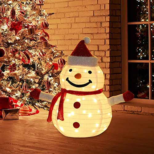 Junerain Weihnachtslichter Figuren leuchtende Weihnachtsdekorationen, IP65 wasserdichte 42 LEDs Weihnachtsmann Schneemann Pinguin Weihnachtsdeko Licht Ornamente für Indoor Outdoor Garten von Junerain