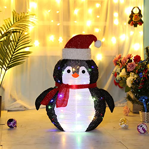 Weihnachtslichter Figuren leuchtende Weihnachtsdekorationen, Weihnachtsmann Schneemann Pinguin Licht Ornamente mit 40 LEDs, Weihnachten String Lichter for Indoor Outdoor Garten Dekoration von Junerain