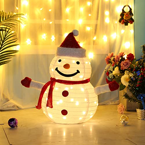 Weihnachtslichter Figuren leuchtende Weihnachtsdekorationen, Weihnachtsmann Schneemann Pinguin Licht Ornamente mit 40 LEDs, Weihnachten String Lichter for Indoor Outdoor Garten Dekoration von Junerain