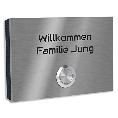 Jung Edelstahl Design Türklingel mit Gravur "London 2" Klingelplatte in verschiedenen Größen. Varianten als Aufputz oder Unterputz Klingelschild. LED Klingeltaster in verschiedenen Farben (ohne LED) von Jung Edelstahl Design