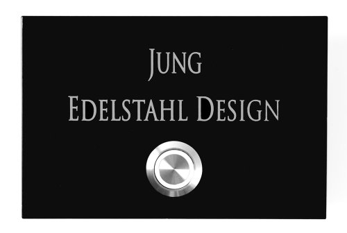 Edelstahl Klingelplatte London 005 schwarz Pulverbeschichtet 120 X 80 X 3 mm V2A Edelstahl Gravur oben LED Taster (weiß) Edelstahlklingel Haustürklingel Klingel Türklingel von Jung Edelstahl Design