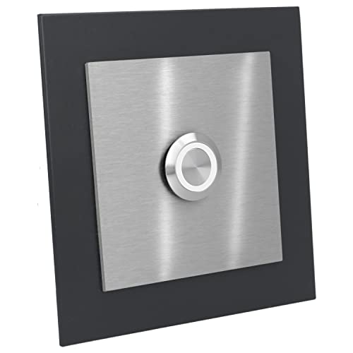 Edelstahl Türklingel Paris 009 Anthrazit pulverbeschichtet ohne Gravur V2A Edelstahl LED Taster Edelstahlklingel 10x10 cm Haustürklingel Klingelplatte Klingelschild. (LED weiß) von Jung Edelstahl Design