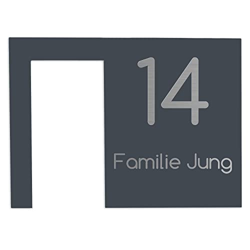 Jung Edelstahl Design Modernes V2A Edelstahl Türschild anthrazit RAL7016 pulverbeschichtet optimiert für Ring Türklingel Klingelschild 20x14,5 cm Haustürschild individuell personalisierbar von Jung Edelstahl Design