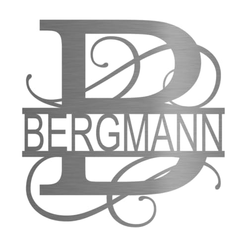 Jung Edelstahl Design Monogamm V2A Edelstahl Türschild personalisierbar- Deko Schild - mit Ihrem Namen individuell ausgelasert - alle Buchstaben - verschiedene Größen (Edelstahl) von Jung Edelstahl Design