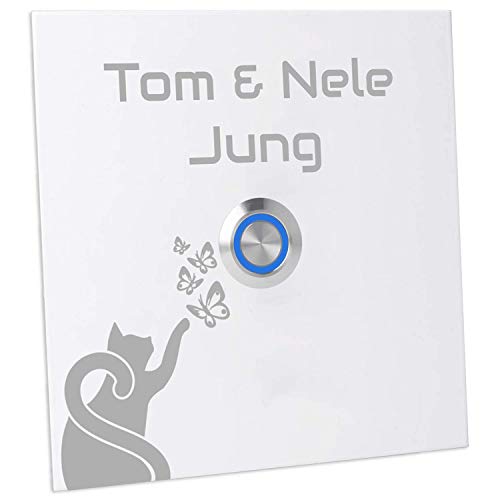 Jung Edelstahl Design Türklingel Bochum weiss pulverbeschichtet 10x10 cm 10 verschiedene Motive personalisierbar von Jung Edelstahl Design