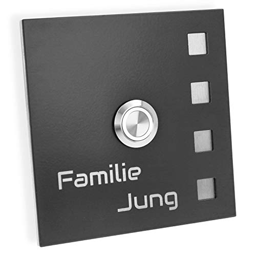 Jung Edelstahl Design Türklingel Florida anthrazit Klingelschild 10x10 cm mit Gravur Jung Edelstahl Design Türklingel Florida anthrazit Klingelschild 10x10 cm mit Gravur von Jung Edelstahl Design