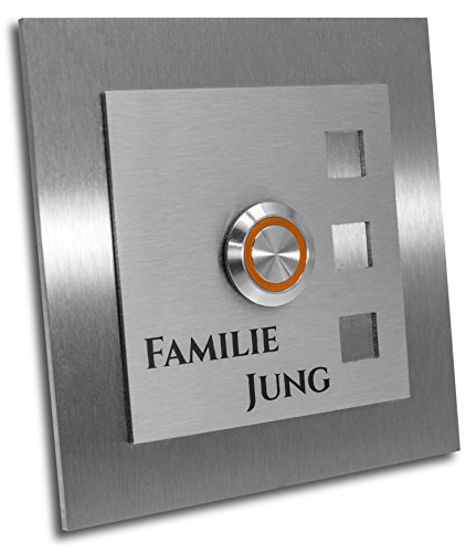 Jung-Edelstahl-Design Türklingel mit Gravur "Manhattan". Klingelplatte 10x10 cm. LED Taster orange. Klingelschild V2A Edelstahl. Jung-Edelstahl-Design Türklingel mit Gravur "Manhattan". Klingelplatte 10x10 cm. LED Taster orange. Klingelschild V2A Edelstahl. von Jung Edelstahl Design